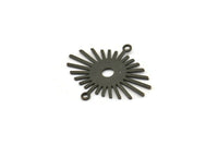 Black Sun Charm, 12 Oxidized Black Sun Connectors With 2 Loops (24x20x0.60mm) D1573