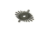 Black Sun Charm, 12 Oxidized Black Sun Connectors With 2 Loops (24x20x0.60mm) D1573