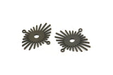 Black Sun Charm, 12 Oxidized Black Sun Connectors With 2 Loops (24x20x0.60mm) D1573