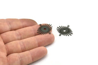 Black Sun Charm, 12 Oxidized Black Sun Connectors With 2 Loops (24x20x0.60mm) D1573
