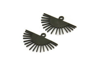 Black Sun Charm, 12 Oxidized Black Brass Sun Charms With 1 Loop, Findings (20x13x0.60mm) A4057