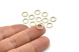 Silver Hexagon Charm, 50 Antique Silver Plated Brass Hexagon Ring Charms (8x1mm) BS 1219 S175
