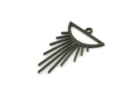 Siyah Güneş Tılsımı, 1 Döngülü 12 Oksitlenmiş Siyah Pirinç Güneş Tılsımı, Tılsım Kolye Uçları, Bulgular (26x16x0,60 mm) A6155