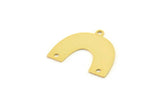 Gold Charm, 4 Gold Plated Brass, Gold Pendants, Charm Pendants, U Shaped Charms, Gold Semi Circle Charms With 3 Holes (20x16x0.60mm) A3222