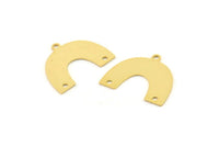 Gold Charm, 4 Gold Plated Brass, Gold Pendants, Charm Pendants, U Shaped Charms, Gold Semi Circle Charms With 3 Holes (20x16x0.60mm) A3222