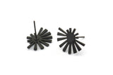 Siyah Güneş Küpe, 4 Oksitlenmiş Siyah Pirinç Yükselen Güneş Bayrağı Küpe (18x14x1mm) N1340