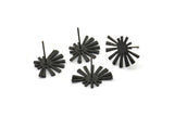 Siyah Güneş Küpe, 4 Oksitlenmiş Siyah Pirinç Yükselen Güneş Bayrağı Küpe (18x14x1mm) N1340