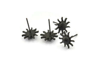 Siyah Güneş Küpe, 4 Oksitlenmiş Siyah Pirinç Güneş Küpe (11 mm) N1601