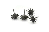 Siyah Güneş Küpe, 4 Oksitlenmiş Siyah Pirinç Güneş Küpe (11 mm) N1601