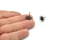 Siyah Güneş Küpe, 4 Oksitlenmiş Siyah Pirinç Güneş Küpe (11 mm) N1601