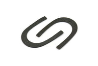 Black Geometric Charm, 2 Hammered Oxidized Black Brass U Shaped Pendants With 2 Holes, Charms, Findings (42x36x1mm) N0931