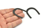 Black Geometric Charm, 2 Hammered Oxidized Black Brass U Shaped Pendants With 2 Holes, Charms, Findings (42x36x1mm) N0931