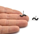 Küpe Çivisi, 8 Oksitlenmiş Siyah Pirinç - Düzensiz Çivili Küpeler - Siyah Küpeler - Küpeler (15x5x1,5 mm) N1416