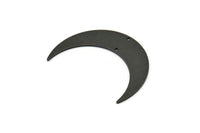Black Moon Charm, 2 Oxidized Black Brass Crescent Moon Charms With 2 Holes, Connectors (46x12x1mm) D0832