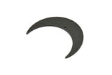 Black Moon Charm, 2 Oxidized Black Brass Crescent Moon Charms With 2 Holes, Connectors (46x12x1mm) D0832