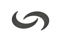 Black Moon Charm, 2 Oxidized Black Brass Crescent Moon Charms With 2 Holes, Connectors (46x12x1mm) D0832