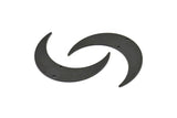 Black Moon Charm, 2 Oxidized Black Brass Crescent Moon Charms With 2 Holes, Connectors (46x12x1mm) D0832