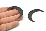 Black Moon Charm, 2 Oxidized Black Brass Crescent Moon Charms With 2 Holes, Connectors (46x12x1mm) D0832