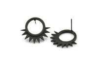 Siyah Güneş Küpe, 2 Oksitlenmiş Siyah Pirinç Güneş Küpe (21x20x1,5 mm) N1304