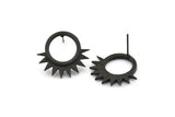 Siyah Güneş Küpe, 2 Oksitlenmiş Siyah Pirinç Güneş Küpe (21x20x1,5 mm) N1304