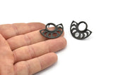 Moon Phases Earring, 2 Oxidized Black Brass Semi Circle Stud Earrings (29x22x1mm) N1002