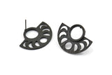 Moon Phases Earring, 2 Oxidized Black Brass Semi Circle Stud Earrings (29x22x1mm) N1002