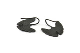 Siyah Yaprak Küpe, 2 Oksitlenmiş Siyah Pirinç Ginkgo Biloba Yaprak Küpe, 1 Halka (22x20 mm) N1929