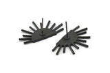 Black Sun Earring, 2 Oxidized Black Brass Sun Stud Earrings (29x17mm) N0903