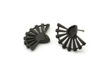 Siyah Güneş Küpe, 2 Oksitlenmiş Siyah Pirinç Damla Küpe - Ped Boyutu 6x4mm (22x16mm) N1116