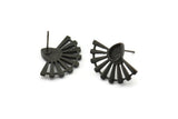 Siyah Güneş Küpe, 2 Oksitlenmiş Siyah Pirinç Damla Küpe - Ped Boyutu 6x4mm (22x16mm) N1116