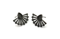 Siyah Güneş Küpe, 2 Oksitlenmiş Siyah Pirinç Damla Küpe - Ped Boyutu 6x4mm (22x16mm) N1116