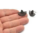 Siyah Güneş Küpe, 2 Oksitlenmiş Siyah Pirinç Damla Küpe - Ped Boyutu 6x4mm (22x16mm) N1116