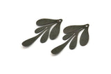 Black Leaf Charm, 4 Textured Oxidized Black Brass Leaf Charm Earrings With 1 Hole, Findings (46x26x0.60mm) D846 Q1120