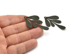 Black Leaf Charm, 4 Textured Oxidized Black Brass Leaf Charm Earrings With 1 Hole, Findings (46x26x0.60mm) D846 Q1120