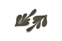 Black Leaf Charm, 4 Textured Oxidized Black Brass Leaf Charm Earrings With 1 Hole, Findings (46x26x0.60mm) D846 Q1120
