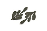 Black Leaf Charm, 4 Textured Oxidized Black Brass Leaf Charm Earrings With 1 Hole, Findings (46x26x0.60mm) D846 Q1120