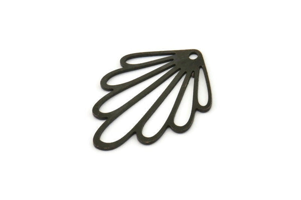 Siyah Yaprak Tılsımı, 1 Delikli 10 Oksitlenmiş Siyah Pirinç Yaprak Tılsımı, Tılsım Kolye Uçları (27,5x20x0,60 mm) A5047 H0196