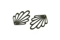 Siyah Yaprak Tılsımı, 1 Delikli 10 Oksitlenmiş Siyah Pirinç Yaprak Tılsımı, Tılsım Kolye Uçları (27,5x20x0,60 mm) A5047 H0196