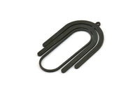 Siyah Oval Charm, 1 Halkalı 2 Oksitlenmiş Siyah Pirinç Oval Charm, Küpe Charm'ları (40x24x0,80 mm) SMP1035 A6891