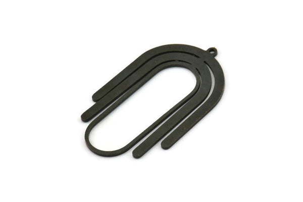 Siyah Oval Charm, 1 Halkalı 2 Oksitlenmiş Siyah Pirinç Oval Charm, Küpe Charm'ları (40x24x0,80 mm) SMP1035 A6891