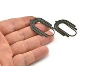 Siyah Oval Charm, 1 Halkalı 2 Oksitlenmiş Siyah Pirinç Oval Charm, Küpe Charm'ları (40x24x0,80 mm) SMP1035 A6891