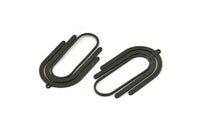Siyah Oval Charm, 1 Halkalı 2 Oksitlenmiş Siyah Pirinç Oval Charm, Küpe Charm'ları (40x24x0,80 mm) SMP1035 A6891