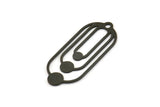 Siyah Oval Charm, 1 Halkalı 8 Oksitlenmiş Siyah Pirinç Oval Charm, Küpe Charm'ları (35x15x0,60 mm) A4572