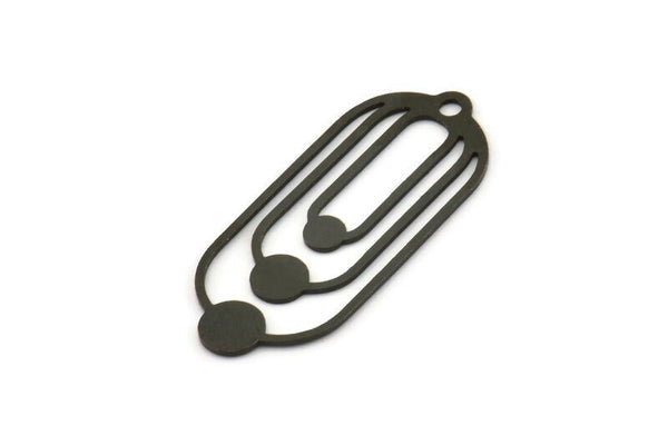 Siyah Oval Charm, 1 Halkalı 8 Oksitlenmiş Siyah Pirinç Oval Charm, Küpe Charm'ları (35x15x0,60 mm) A4572