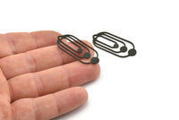 Siyah Oval Charm, 1 Halkalı 8 Oksitlenmiş Siyah Pirinç Oval Charm, Küpe Charm'ları (35x15x0,60 mm) A4572