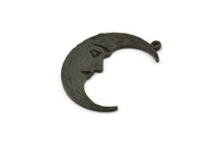 Siyah Ay Tılsımı, 1 Halkalı 2 Oksitlenmiş Siyah Pirinç Hilal Tılsımı (32x1,2 mm) N1512