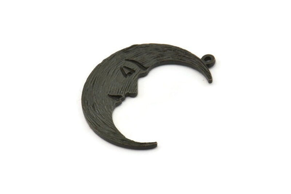 Siyah Ay Tılsımı, 1 Halkalı 2 Oksitlenmiş Siyah Pirinç Hilal Tılsımı (32x1,2 mm) N1512