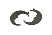Siyah Ay Tılsımı, 1 Halkalı 2 Oksitlenmiş Siyah Pirinç Hilal Tılsımı (32x1,2 mm) N1512