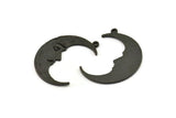 Siyah Ay Tılsımı, 1 Halkalı 2 Oksitlenmiş Siyah Pirinç Hilal Tılsımı (32x1,2 mm) N1512