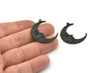 Siyah Ay Tılsımı, 1 Halkalı 2 Oksitlenmiş Siyah Pirinç Hilal Tılsımı (32x1,2 mm) N1512